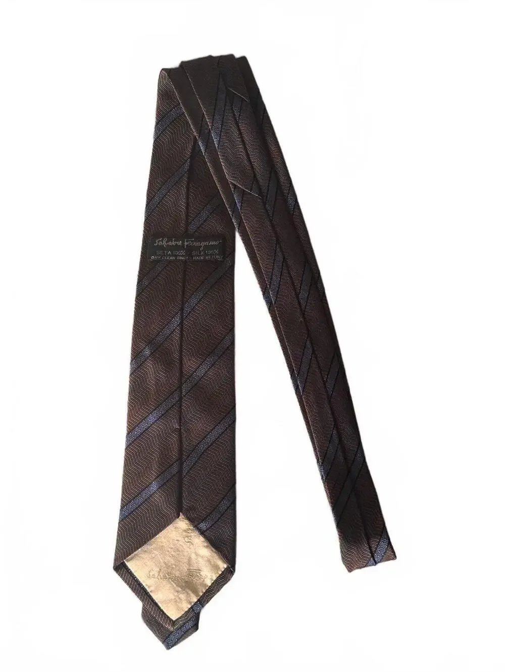 Vintage Salvatore Ferragamo Silk Tie | 1990s | Chevron Stripe | Made in Italy